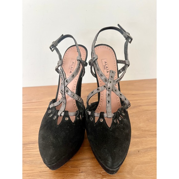 ALAÏA Suede Studded Platform Stiletto High Heels Shoes Black Women's Size 36.5 - Picture 5 of 7